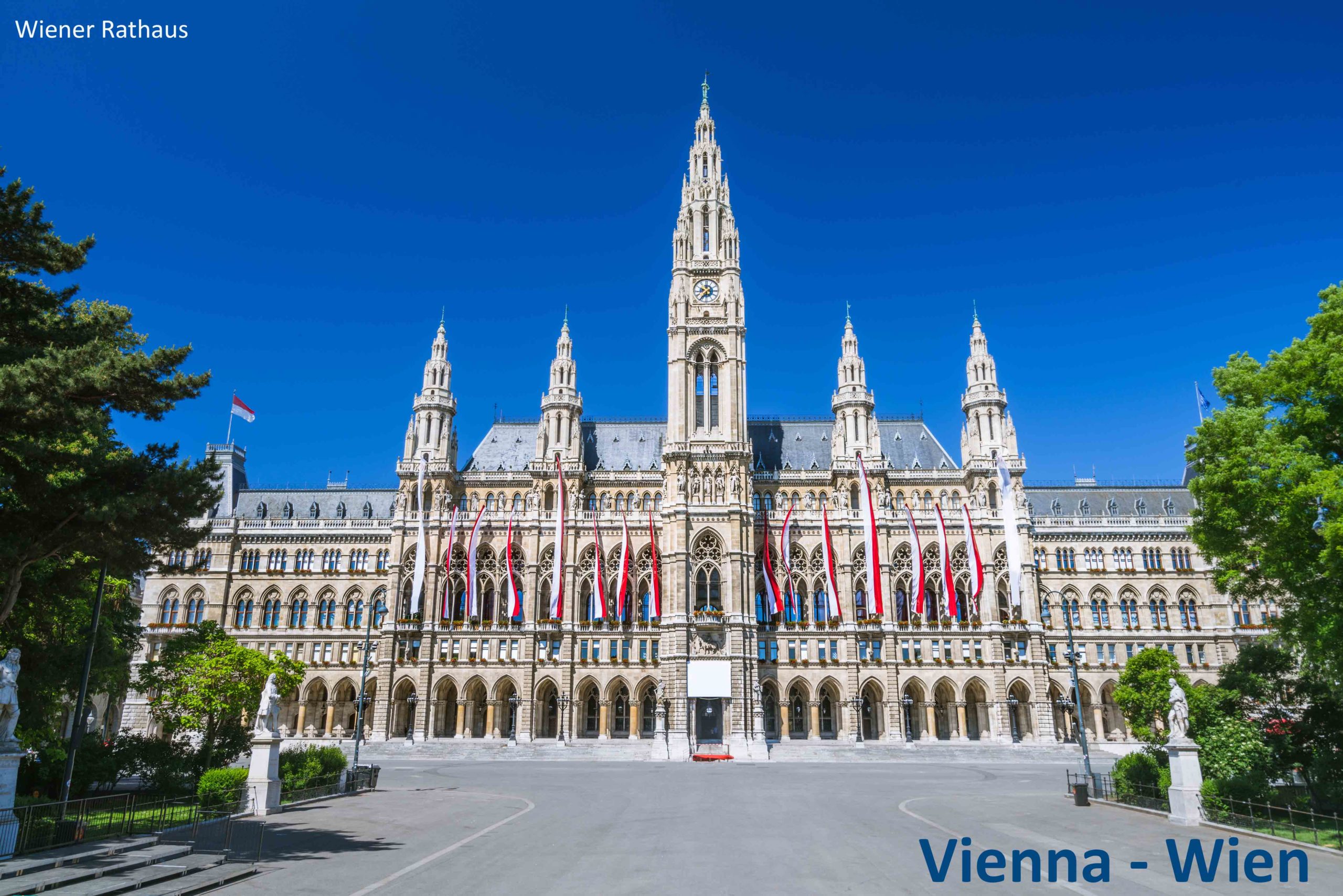 vienna town hall in spring with clear blue sky